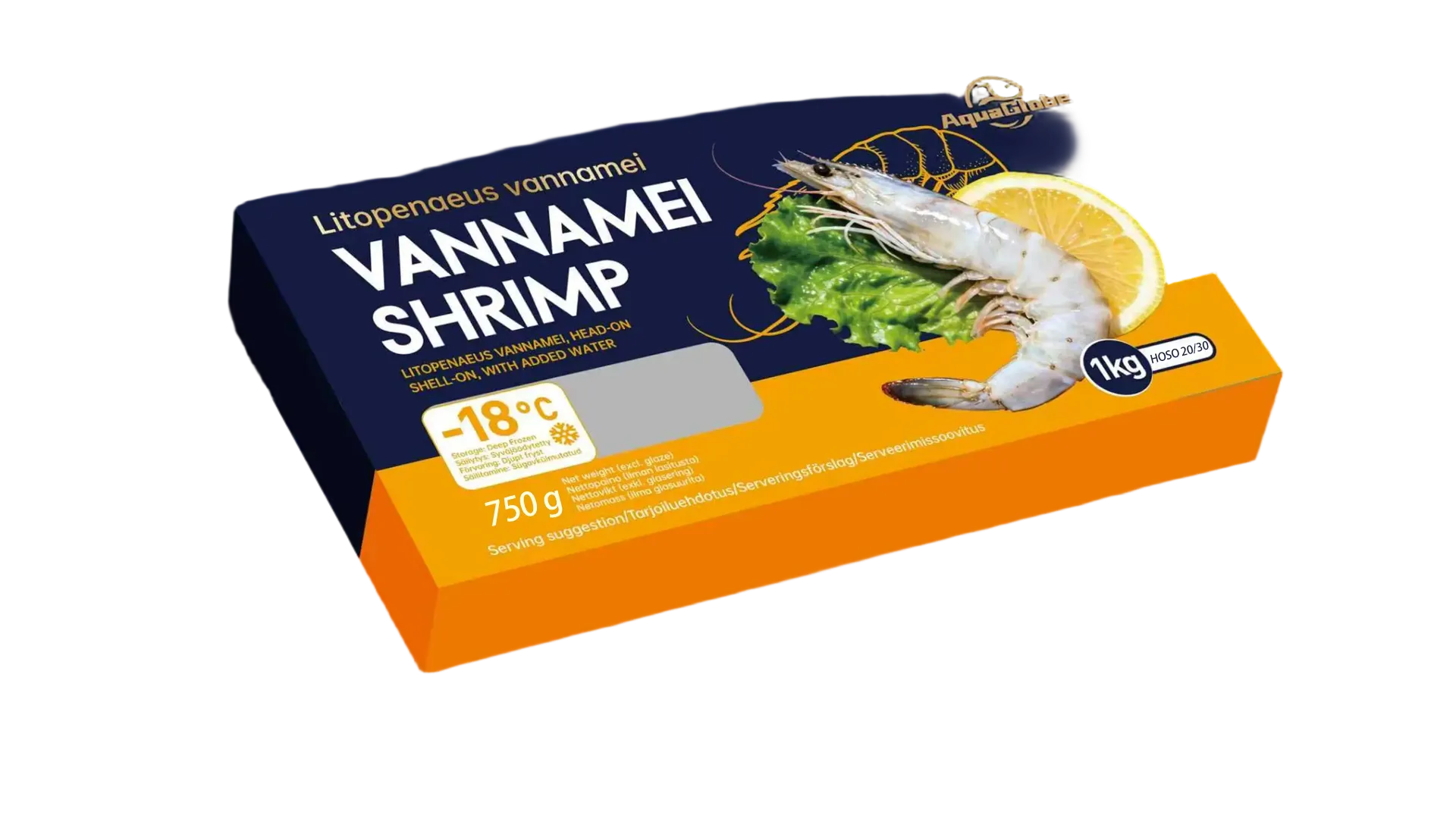 GOLDEN AQUAGLOBE HOSO Shrimp 20/30 750g | 金标AQUAGLOBE 白虾 20/30 有头有壳 750g